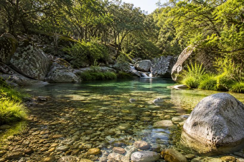 Kristalheldere natuurlijke rivierpoel